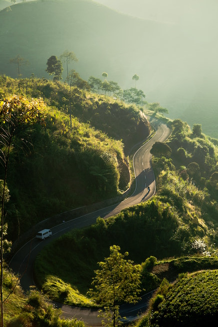 air pollution, tropical mountains, road