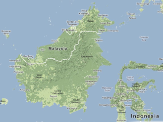 borneo map, rainforests